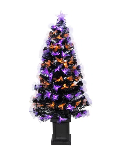 Northlight 8-function Fiber Optic Artificial Pine Potted Halloween Tree In Multi