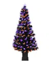 Northlight 8-function Fiber Optic Artificial Pine Potted Halloween Tree In Multi