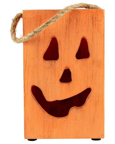 Northlight 8in Large Wood Jack O Lantern Halloween Decor In Orange