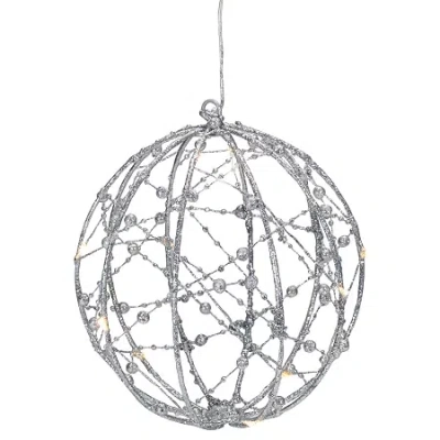 Northlight 8in Led Lighted Silver Wired Hanging Ball - Warm White String Lights