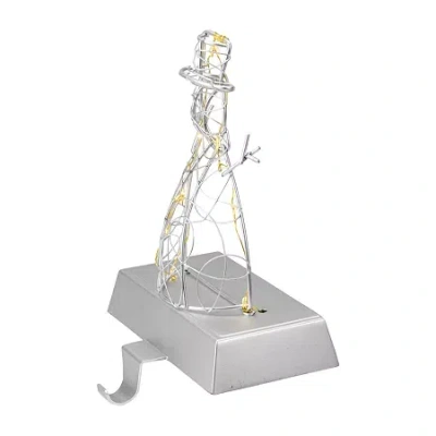 Northlight 8in Led Lighted Silver Wired Snowman Christmas Stocking Holder In White
