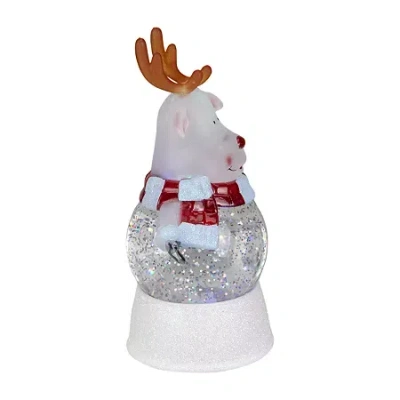 Northlight 8in Led Reindeer Christmas Christmas Snow Globe In White