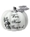 Northlight 8in White And Black Inwarm Harvest Blessingin Pumpkin Fall Harvest  Decoration In White