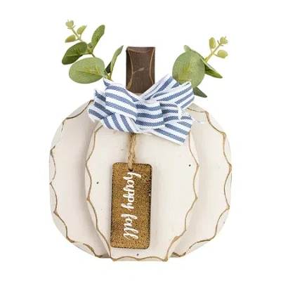 Northlight 9" Beige Happy Fall Wooden Pumpkin Harvest Thanksgiving Tabletop Decor In Neutral