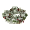 Northlight 9'' Frosted Pine Cones Berries And Stars Christmas Glass Votive Candle Holder In Brown