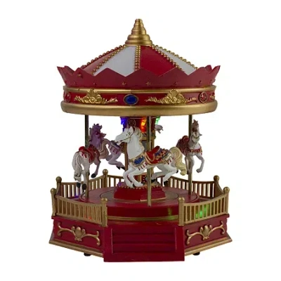 Northlight 9" Led Animated And Musical Carousel Lighted Christmas Village In Multi