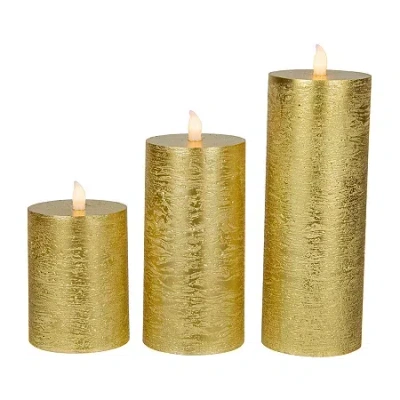 Northlight 9" Led Flickering Flameless Pillar Flameless Candle In Gold