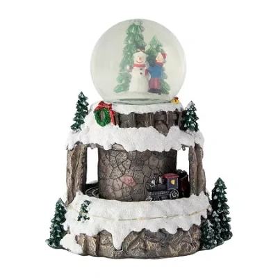 Northlight 9" Led Lighted Animated And Musical Snowman And Train Christmas Snow Globe In White