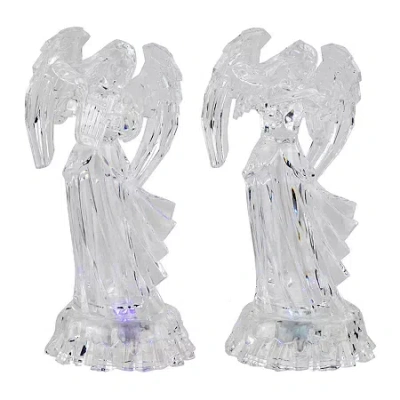 Northlight 9" Led Lighted Color Changing Angel Acrylic Christmas Tabletop Decor In Transparent