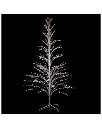Northlight 9' Multi-color Lighted Christmas Cascade Twig Tree Outdoor Yard Art Decoration In Metallic