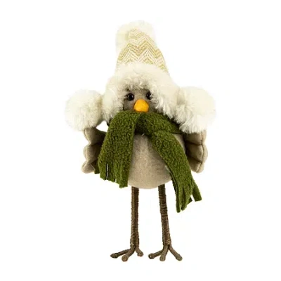 Northlight 9'' Standing Bird In Winter Apparel Christmas Figure In White