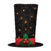 Northlight 9.25'' Lighted Black Tinsel Top Hat Christmas Tree Topper Clear Lights In Black