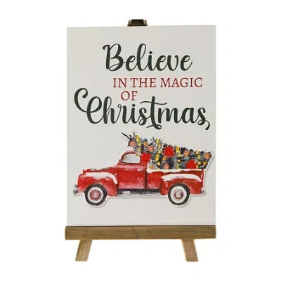Northlight 9.25" Red Truck Christmas Tabletop Decor In White