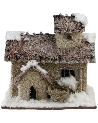 Northlight 9.25in Rustic Two Story Snowy Cabin Christmas Decoration