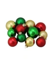 Northlight 96ct Red Green And Gold Shiny And Matte Glass Ball Christmas Ornaments 2.5-3.25" In Gold