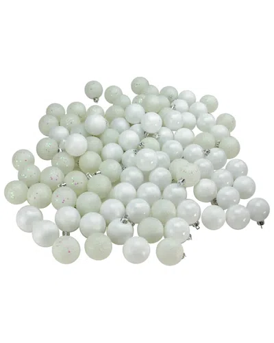 Northlight 96ct Winter White Shatterproof 4-finish Christmas Ball Ornaments