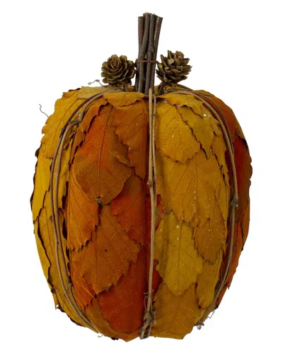 Northlight 9.75in Orange And Brown Fall Harvest Tabletop Pumpkin
