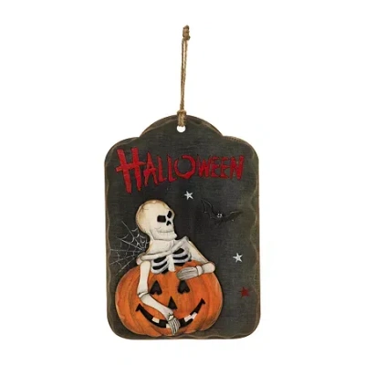 Northlight 9.75in Skeleton And Jack-o-lantern Wall Sign In Black