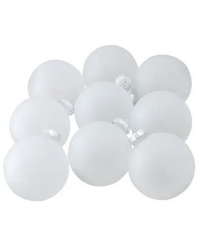 Northlight 9ct Clear Frosted Matte Christmas Glass Ball Ornaments 2.5in (65mm) In White