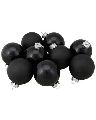 Northlight 9ct Shiny And Matte Black Glass Ball Christmas Ornaments 2.5in  (65mm)