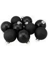 Northlight 9ct Shiny And Matte Black Glass Ball Christmas Ornaments 2.5in  (65mm) In Black