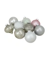 Northlight 9ct Silver And Pink Multi-finish Ball And Onion Shaped Christmas Ornaments 4" 100mm In Silver