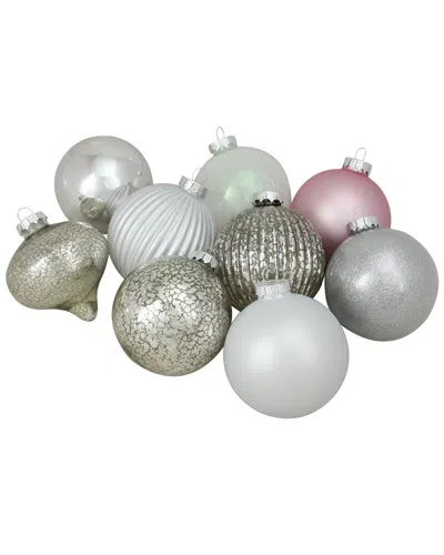 Northlight 9ct Silver & Pink Multi-finish Ball & Onion Shaped Christmas Ornaments
