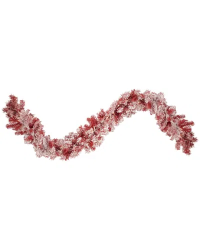 Northlight 9ft X 12in Pre-lit Flocked Red Pine Artificial Christmas Garland  Clear Lights