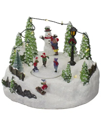 Northlight 9in Animated & Musical Lighted Christmas Skating Scene With Snowman In Multi