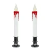 Northlight 9in Led White And Red Candles 2-pc. Lighted Halloween Tabletop Decor In White