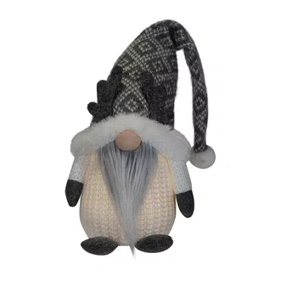 Northlight 9in Lighted Gray And White Christmas Tabletop Decoration Christmas Gnome In Multi