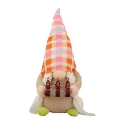 Northlight 9in Pink Andorange Plaid Springtime Gnome In Multi
