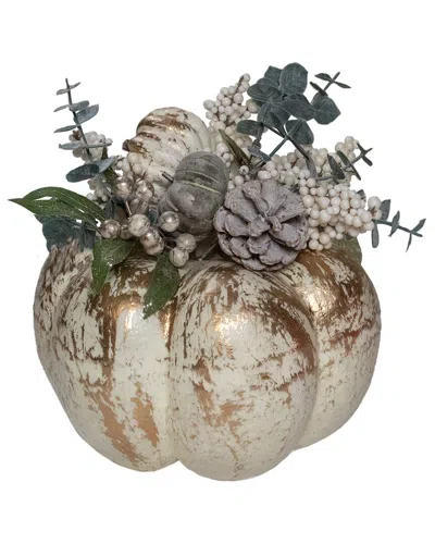 Northlight 9in Pumpkins Fall Harvest Arrangement In White