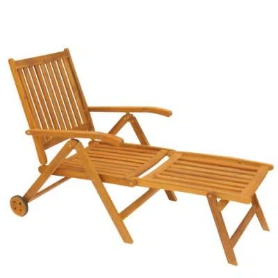 Northlight Acacia Wood Outdoor Patio Chaise Lounge Chair In Brown