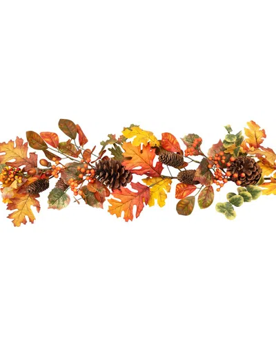 Northlight Acorns Pinecones & Mixed Autumn Foliage Artificial Fall Harvest Garland In Multi