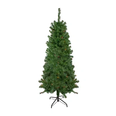 Northlight Alberta Slim Artificial Multi Lights 6 Foot Pre-lit Pine Christmas Tree In Green