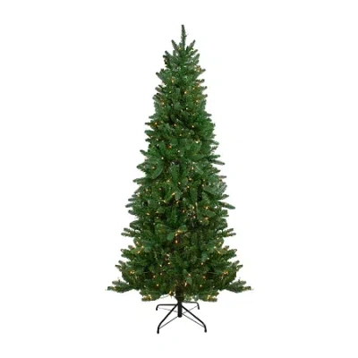 Northlight Altoona Slim Artificial Clear Lights 7 Foot Pre-lit Pine Christmas Tree In Green