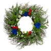 Northlight Americana Buttonbush And Carnation Floral Patriotic Wreath In Red