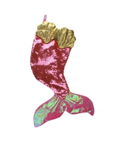 Northlight And Sequined Iridescent Mermaid Christmas Stocking In Pink