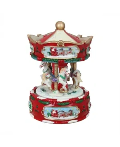 Northlight Animated Musical Carousel With Horses Christmas Music Box Table Top Decor In Red