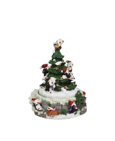 Northlight Animated Penguin And Christmas Tree Winter Scene Rotating Musical Christmas Decoration In Green
