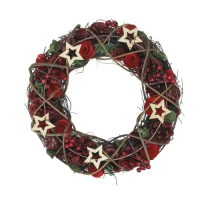 Northlight Apples And Berries With Stars Artificial Christmas Wreath,13-inch, Unlit In Red