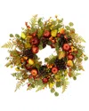 Northlight Apples And Pears Artificial Fall Harvest Wreath In Green