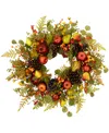 Northlight Apples And Pears Artificial Fall Harvest Wreath In Green