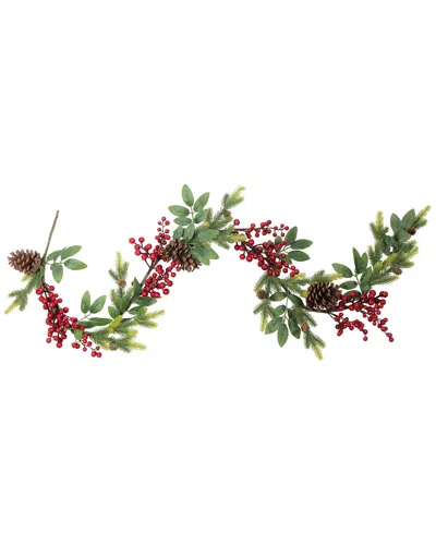 Northlight Artificial Berries Leaves & Pine Cones Christmas Garland In Green