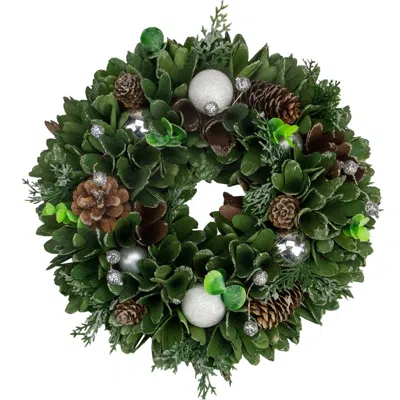 Northlight Artificial Christmas Wreath With Pine Cones And Ornaments In Green
