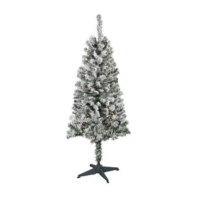 Northlight Artificial Clear Lights 4 Foot Flocked Pine Christmas Tree In White