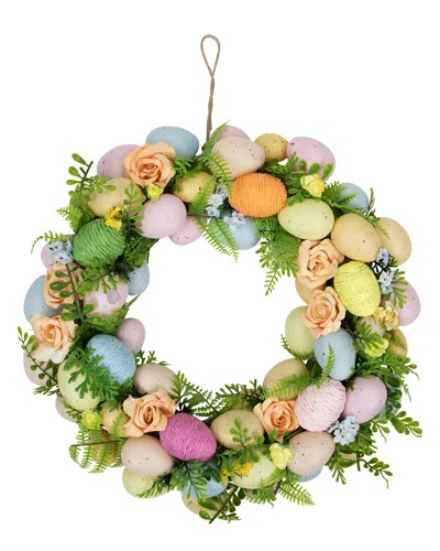 Northlight Artificial Floral Easter Egg Wreath In Pink
