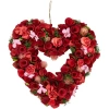 Northlight Artificial Floral Valentine's Day Wooden Rose Heart Wreath In Red