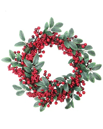 Northlight Artificial Lush Red Berry & Deep Green Leaf Decorative Christmas Wreath